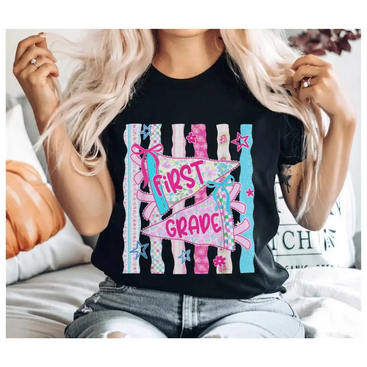 First Grade T-Shirt, Back to School Graphic Tee, Cute Coquette School Shirt, First Day of School Tee, Teacher Student Gift, Retro Unisex Top