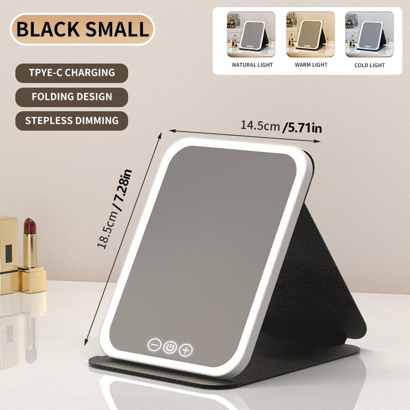 LED Light Foldable Makeup Mirror, Smart Touch Control, Durable, Lighted Desktop Mirror, Table Desk Mirror, Bathroom Living Room Decor Makeup, Daily Gift