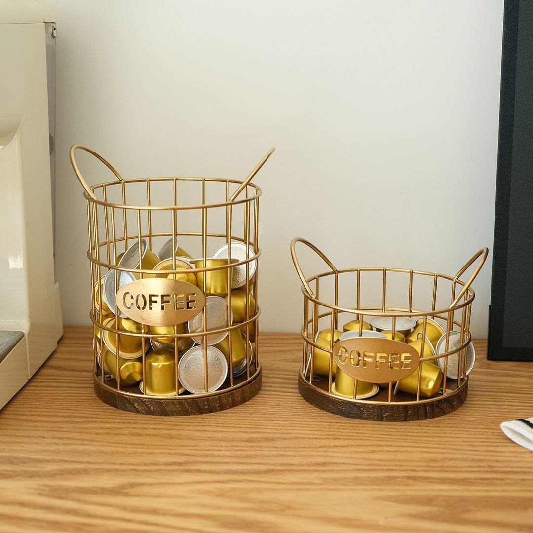Metal Coffee Capsule Storage Basket, Geometric Design, Snack and Candy Dish, Creative Fruit Bowl, Modern Decorative Plate