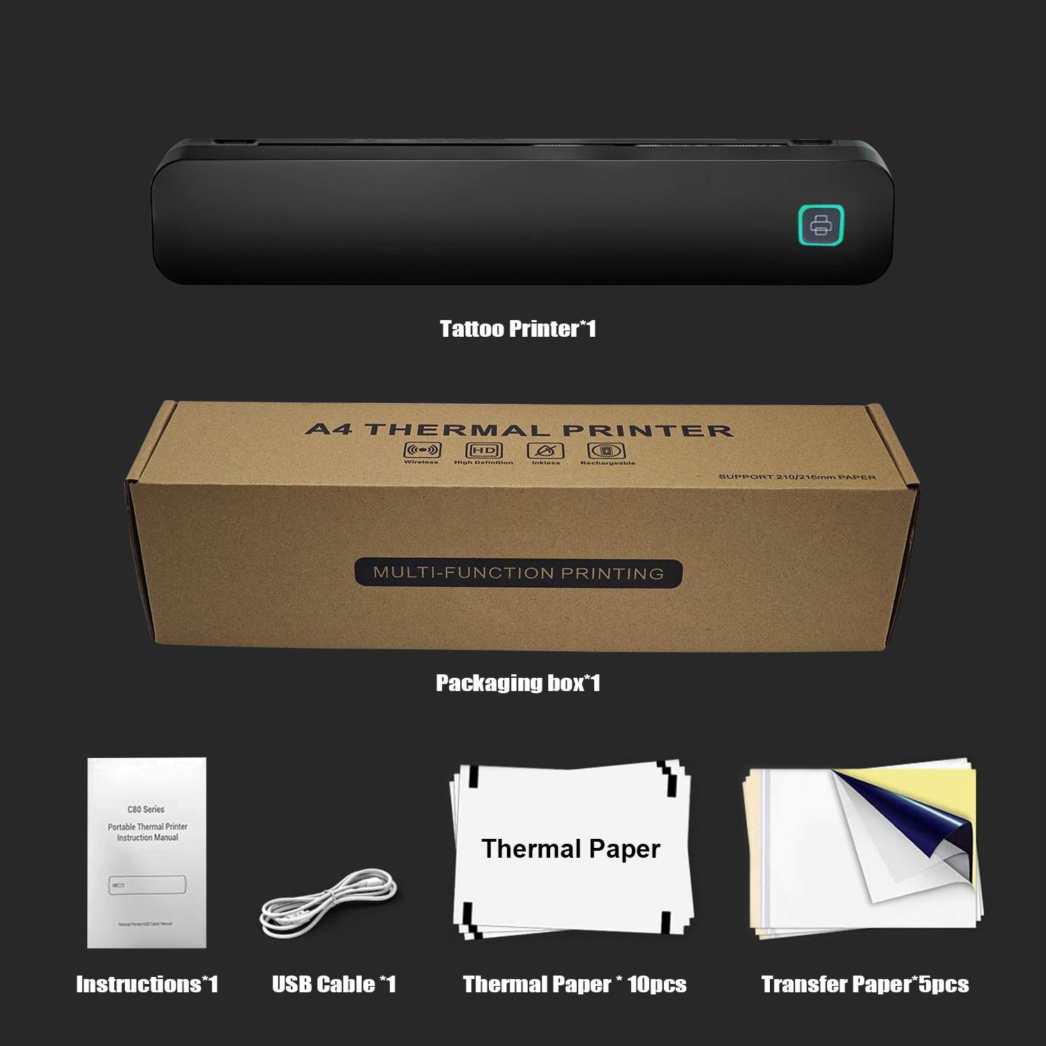 Portable Thermal Printer, 1 Count USB Rechargeable Wireless Photo Printer, Compact Lightweight Printer for Home Office School Travel