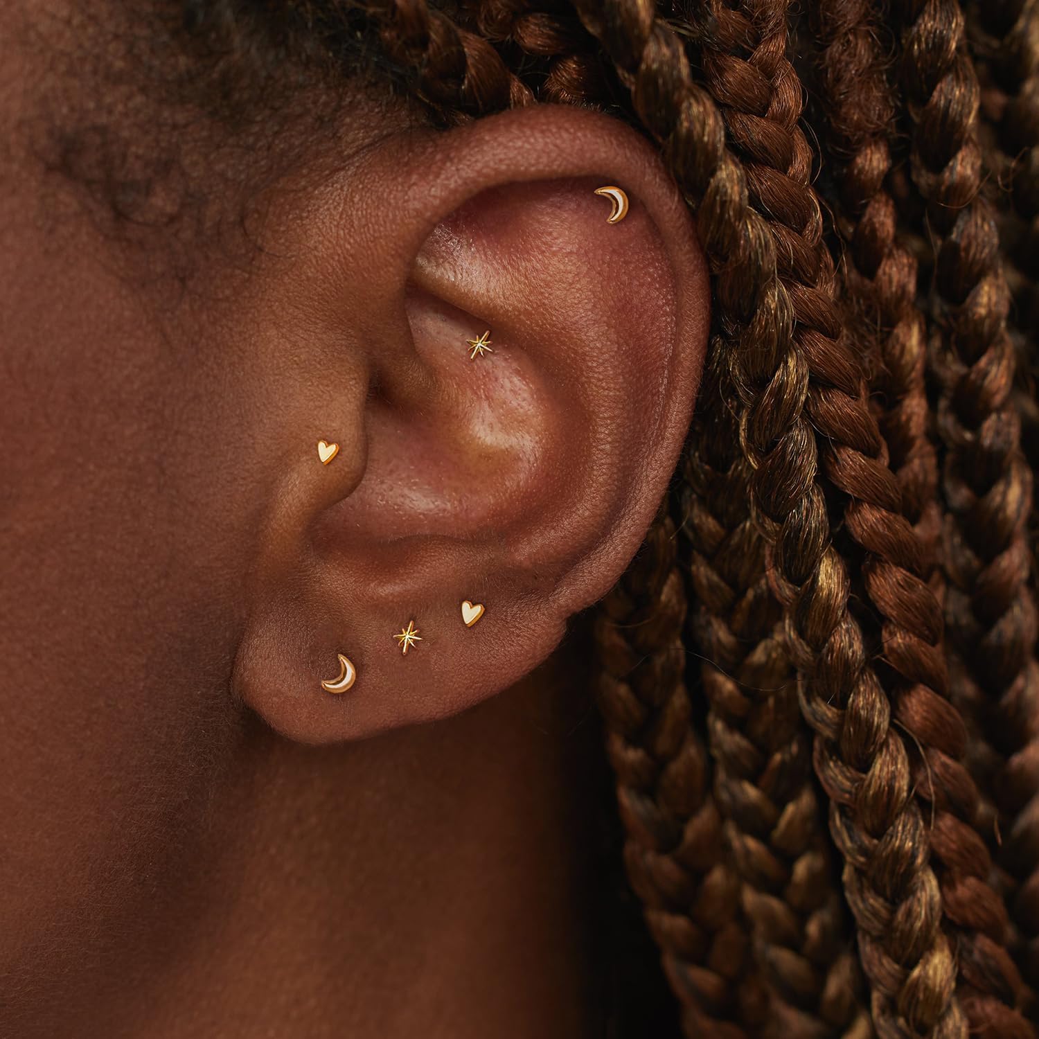 Flat  Helix  ,  Threadless Flatback Stud Earrings 20G/18G/16G Titanium Cartilage  Tragus Earrings Set  Small Nose Conch
