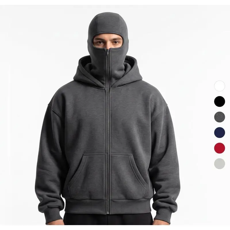 Men's Fleece Lined Full Zip Hoodie Warm Zip Up Long Sleeve Sweatshirt Jacket with Double-Layer Hood for Streetwear Travel Outdoor Casual and Everyday Wear