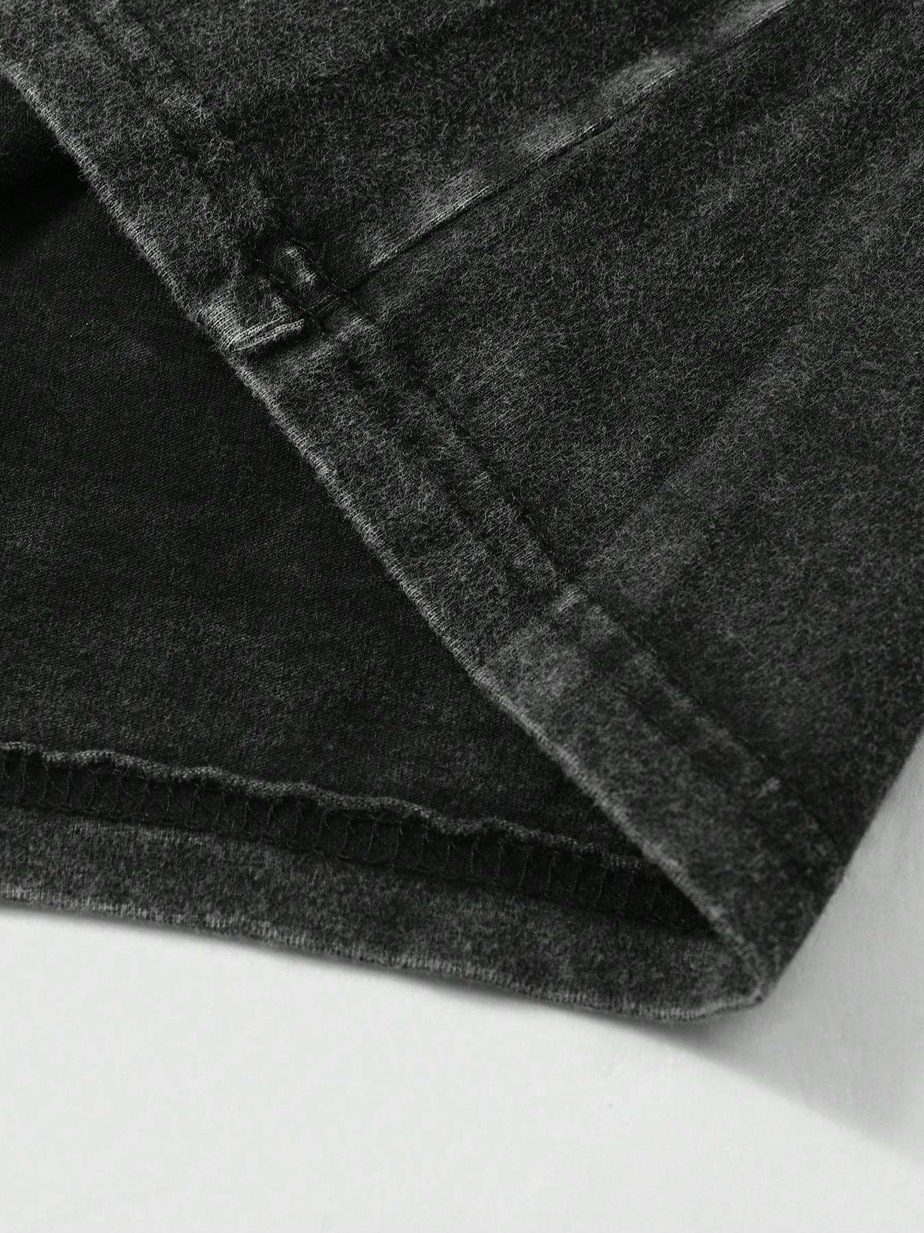 Unisex Vintage Washed Religious Quote Short Sleeve T-Shirt, 100% Cotton, Dual Layer Graphic Letter Print, Casual Streetwear