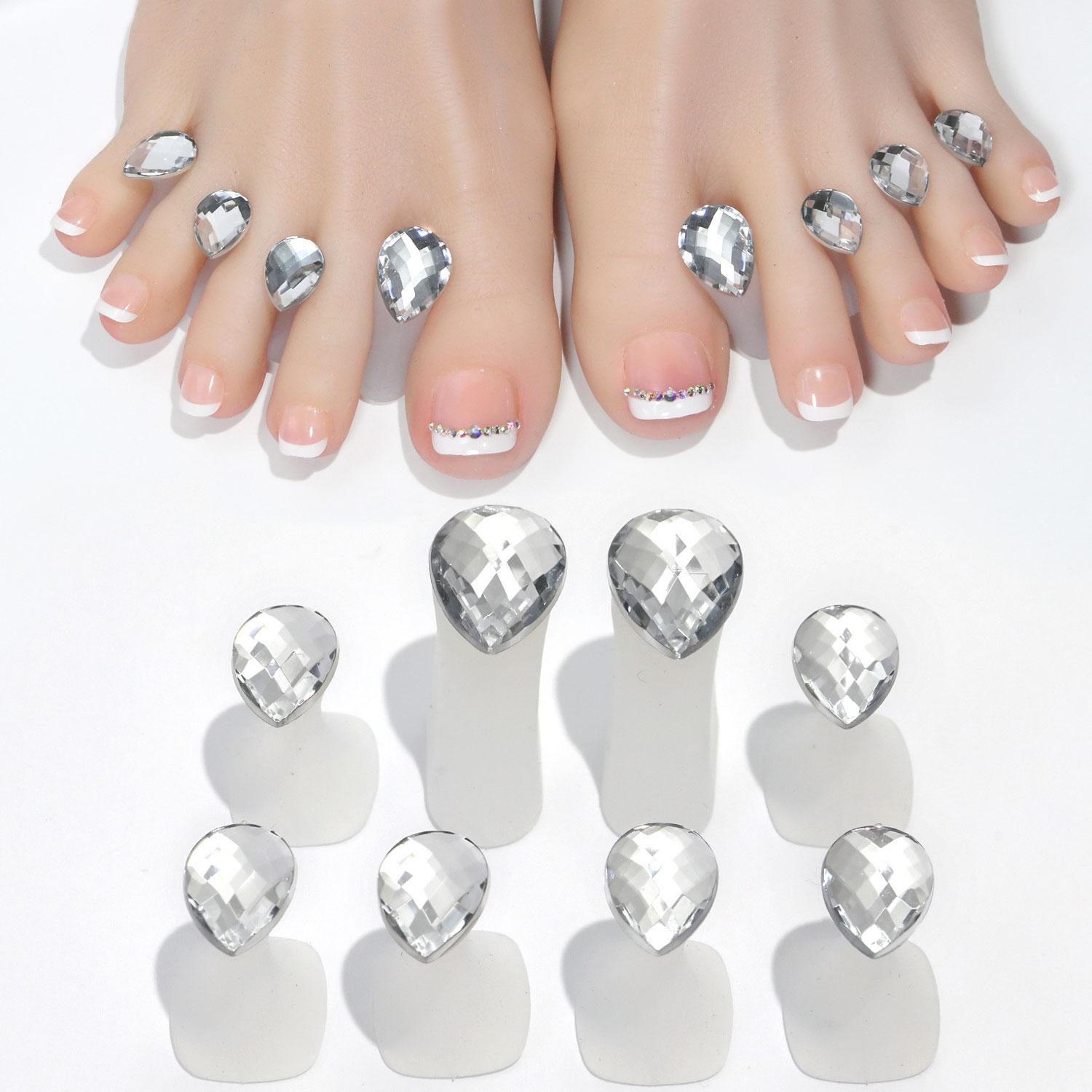 Nail Silicone Finger Splitter Toe Splitter Daisy Water Drip Rhinestone Decorative Nail Tool Toe Divider Nail Care Special Accessories 8 pcs/pack