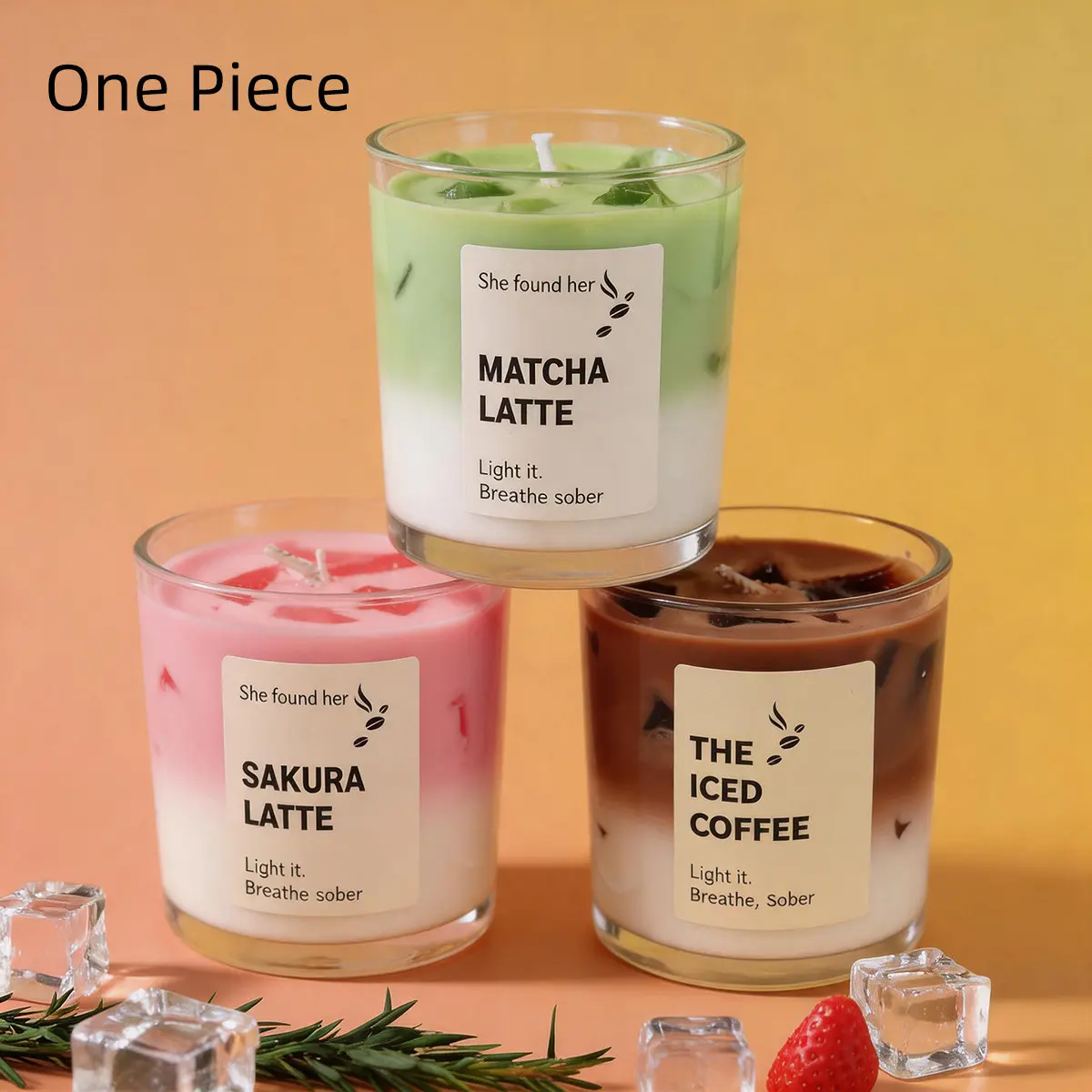 Creative Summer Matcha Latte Jelly Scented Candle, Home Decor and Party Supplies, Perfect Gift for Friends and Family