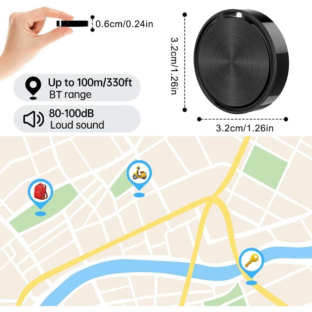 Smart dual-system Android iOS Round GPS tracker, Smart key finder, supports precise positioning for Android and Apple smartphones, suitable for accurate tracking and anti-lost use for the elderly, children, pets, keychains, wallets