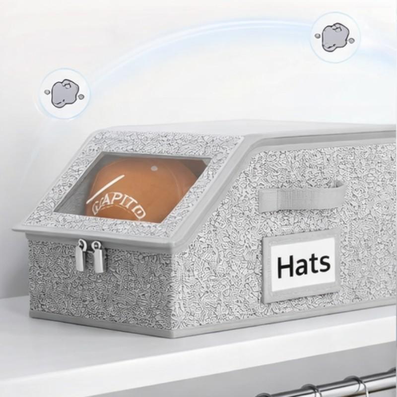 Stackable Baseball Cap Storage Box for 24 Caps, Organizer for Hats, Durable Cardboard Organizer for Men, Classic Style Closet Organizer