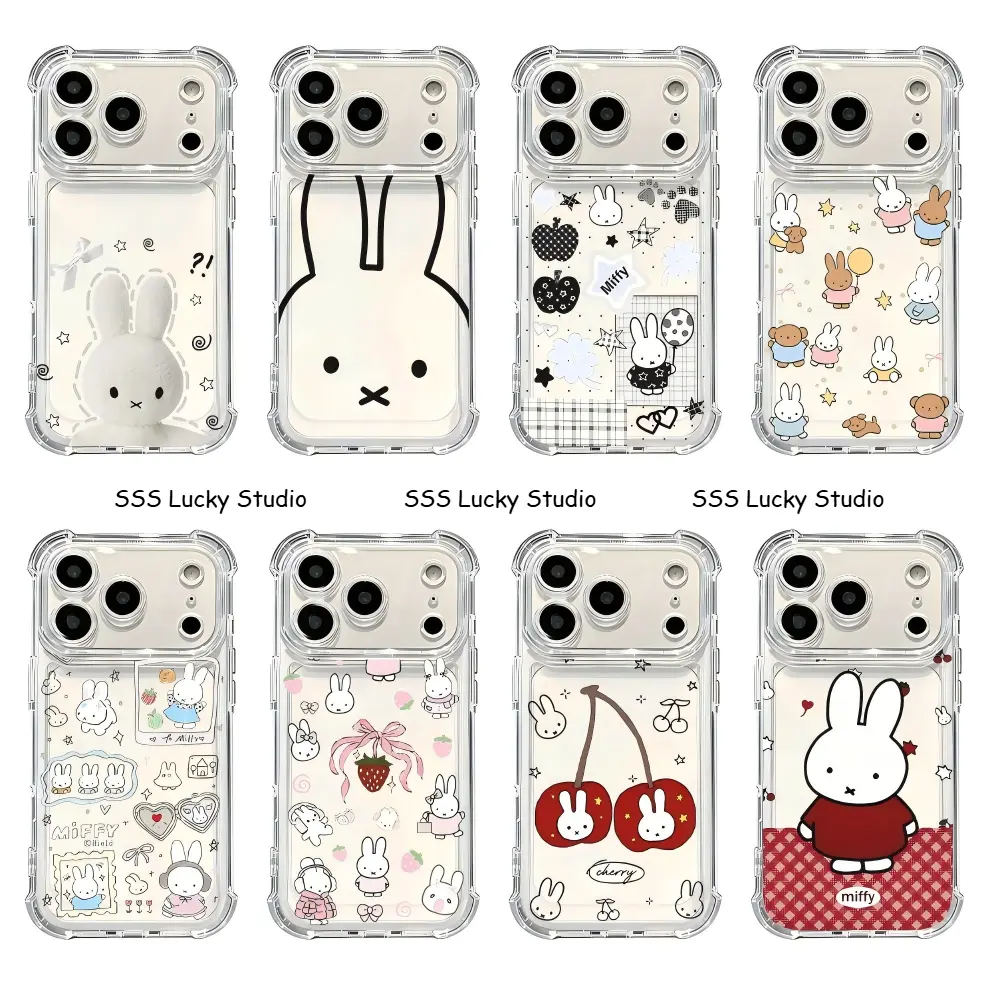 Aesthetic Fashion Cute Miffy Phone Cases For iPhone 18 ProMax/Pro 17 16 15 14 13 12,Transparent 4-Corners Shockproof Protective Cover Accessories,Ideal Gift For Christmas Halloween Birthday