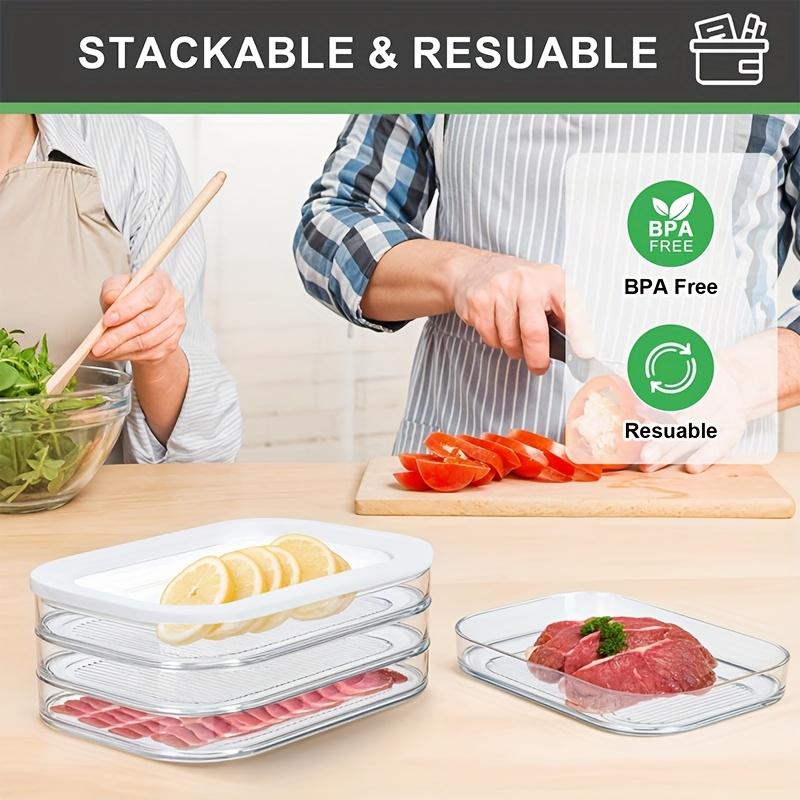 3-Layer Refrigerator Deli Meat Container, Stackable Bacon Lunch Meat Container, Suitable for Cold Cuts, Cheese, Sausage, Meal Prep Containers, Clear Food Storage, Kitchen Storage Containers