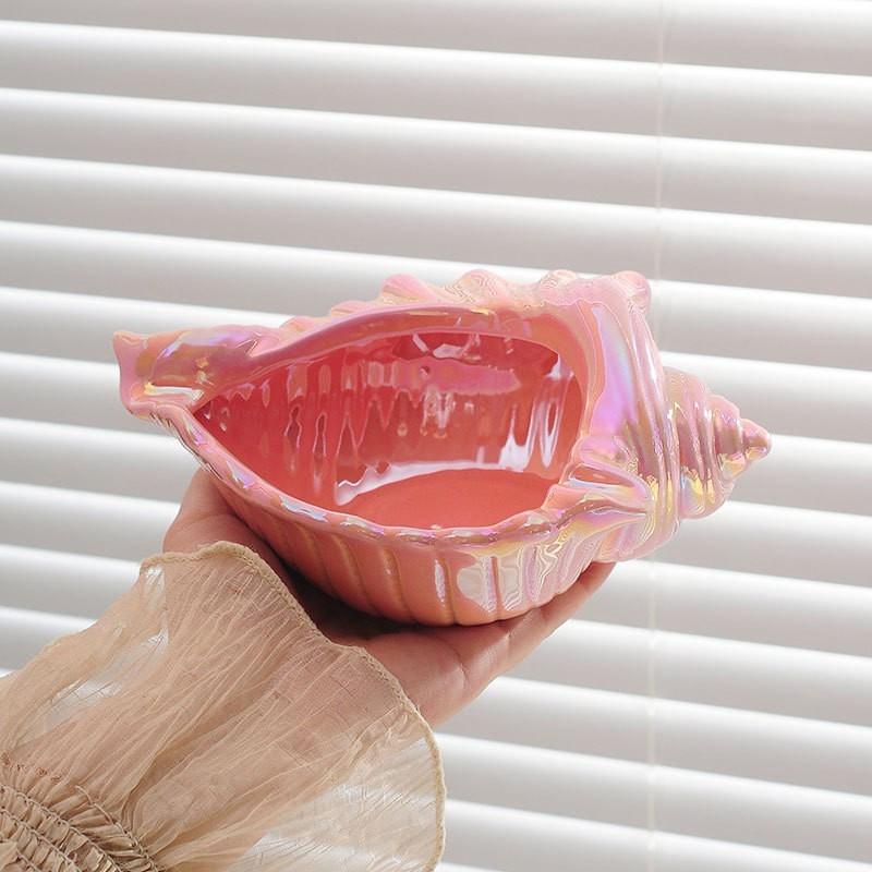 Ceramic Ashtray for Home Living Room, Creative Seashell Design, Transparent Office Ashtray, Decorative Ornament, Home Supplies