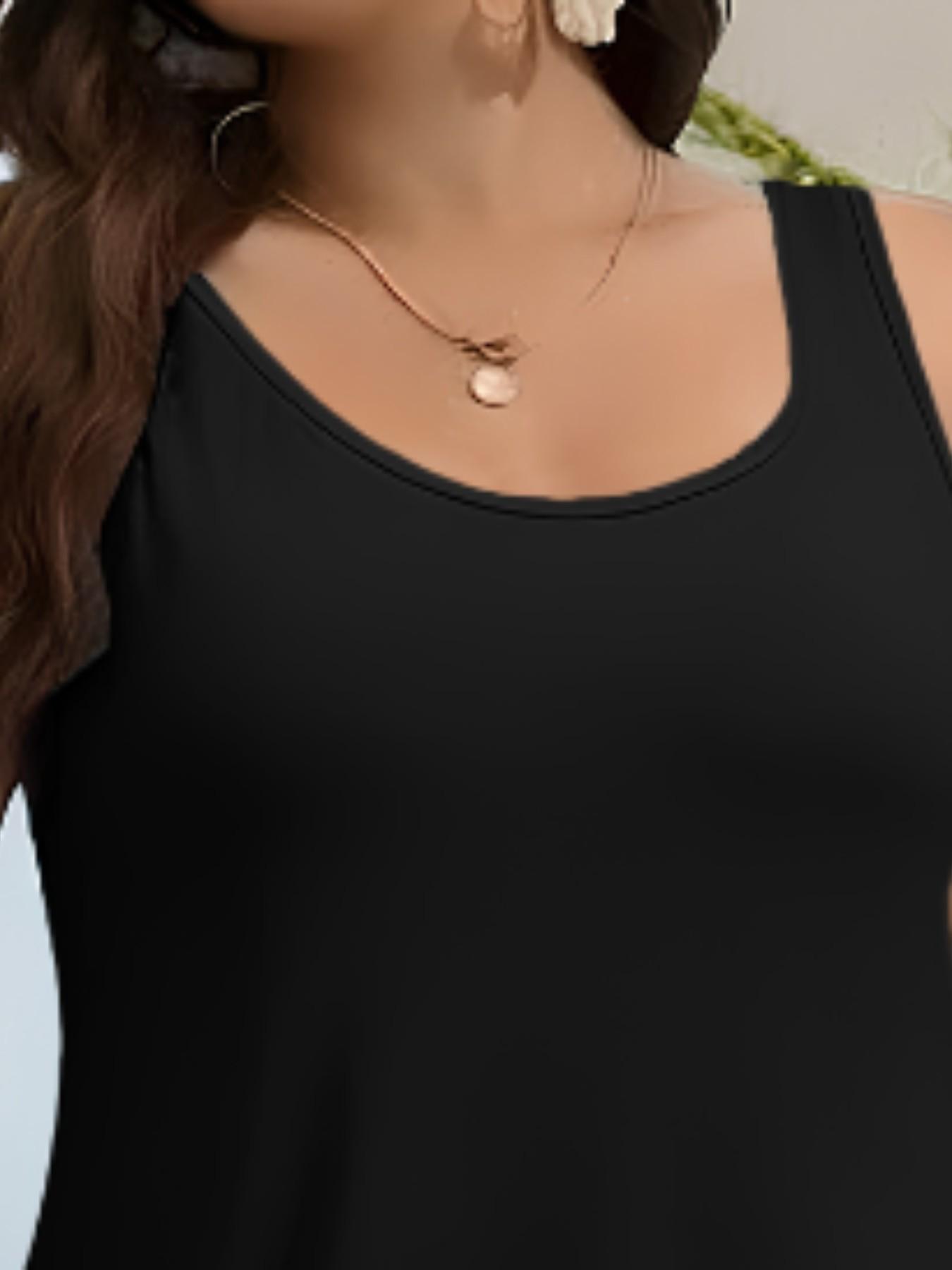 Elegant Plus Size Women's Solid Color Sleeveless Vest Dress, Vacation Style Slimming Bodycon Dress, Casual Daily Everyday Wear