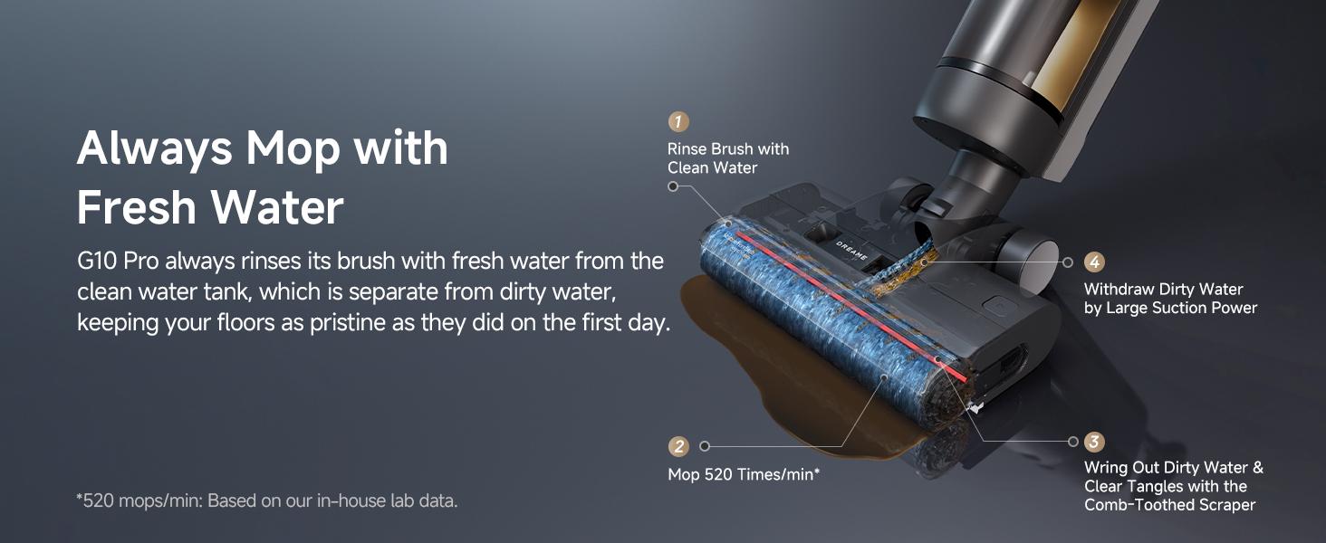 DREAME G10 Pro SE Vacuum Mop, Wet Dry Vacuum Cleaner, Cordless Vacuum Mop All in One for Hard Floors