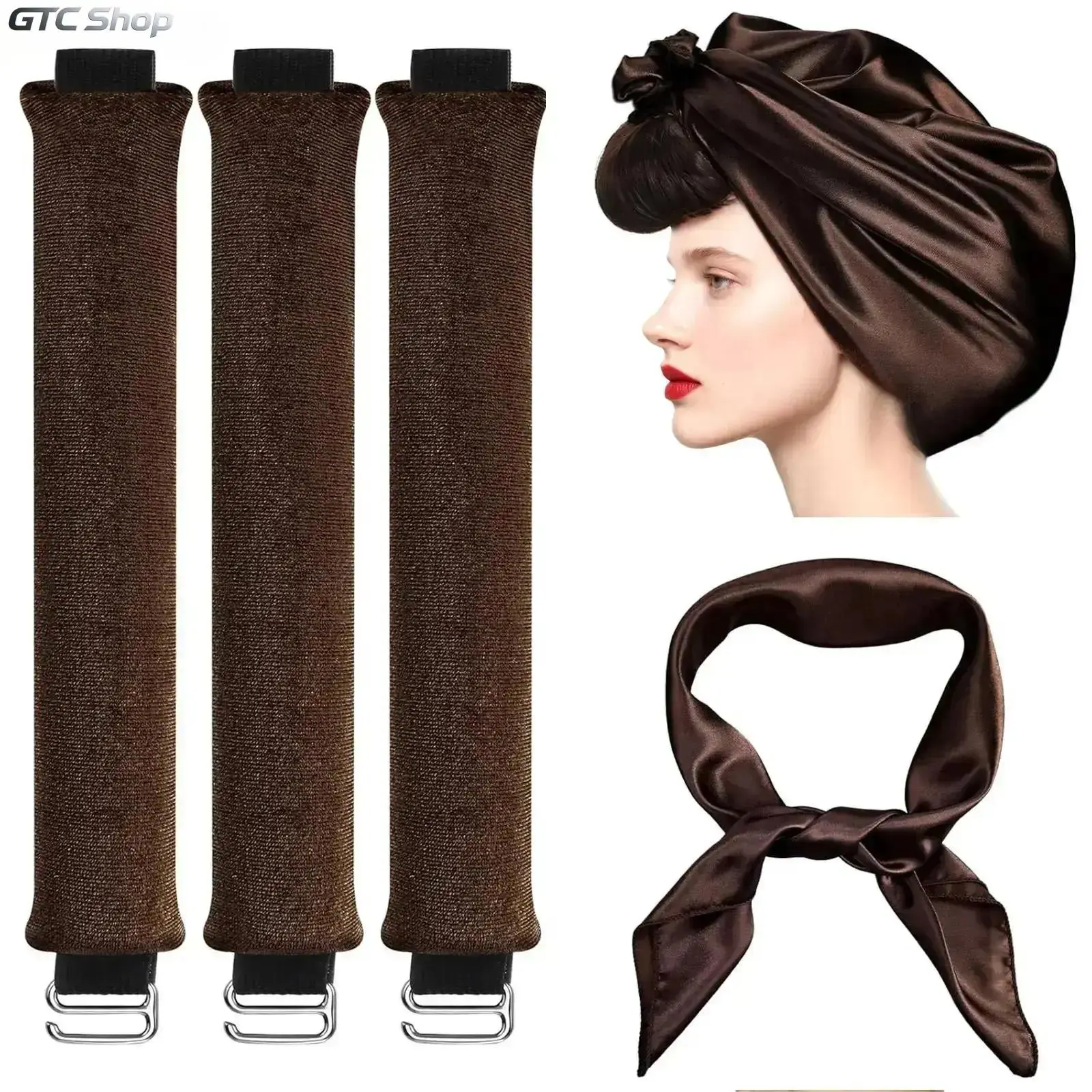 4-in-1 velvet heatless curler set with silk scrunchie. Overnight hair rollers for medium & long hair, create gorgeous big curls gently without heat damage.