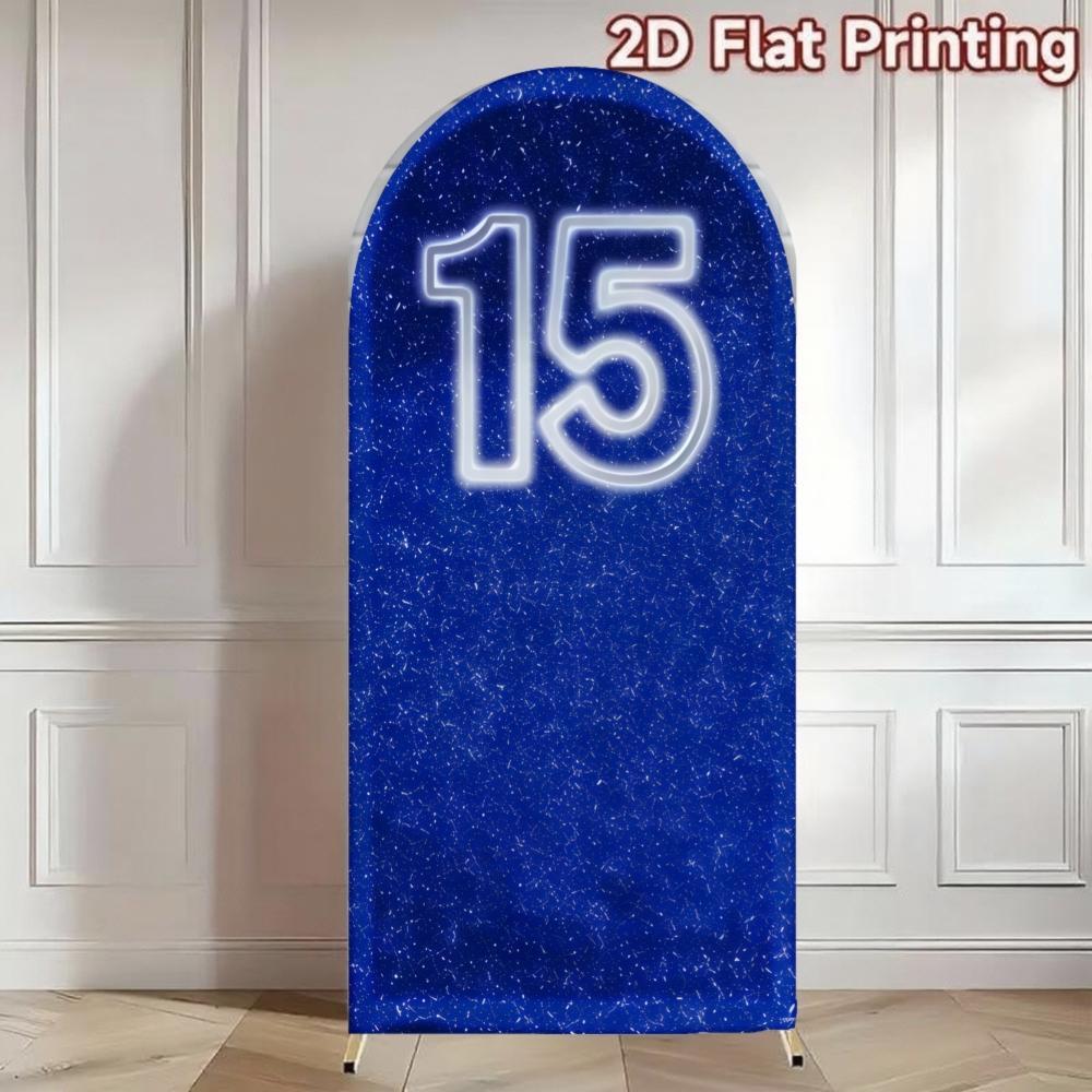 Sparkling Blue 15th Birthday Arch Covers Stretchy Backdrop – Butterfly Theme, Perfect for Quinceanera & Sweet 15 Birthday Party Photo Backdrop