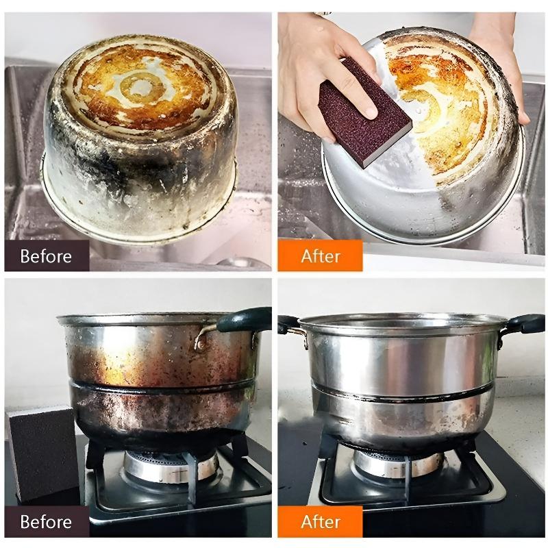 3 Pack Magic Emery Cleaning Sponge Rust Remover for Kitchen Pots Powerful Decontamination Tool Versatile Household Cleaning Gadget