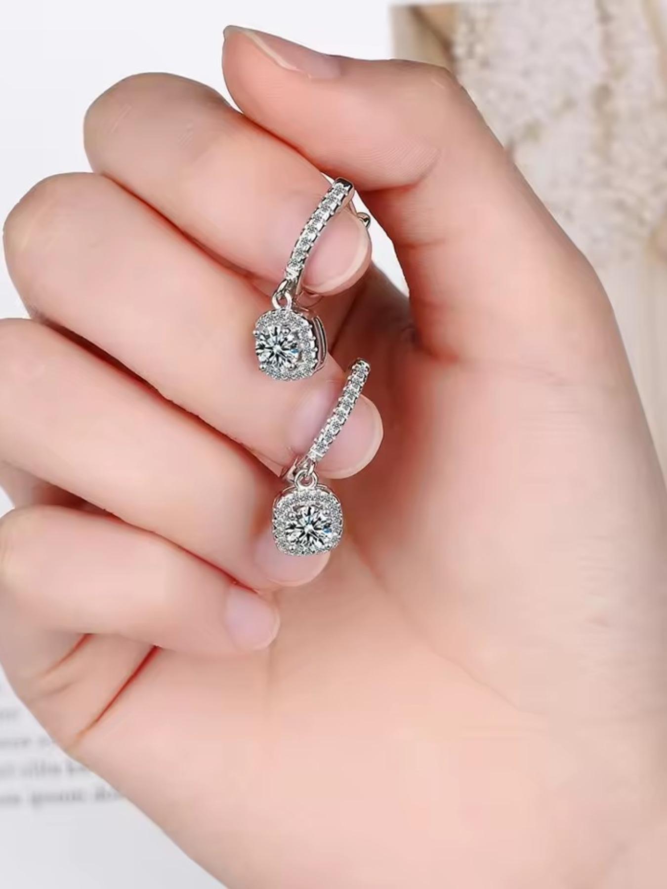 Elegant Fashion Luxe Square Zircon Earrings, Women's Stylish Accessories, Classic Full Diamond Earrings, Perfect Gift for Birthday, Mother's Day, Valentine's Day