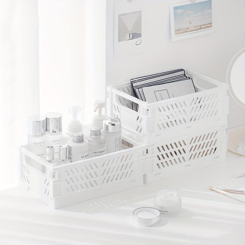 5.98in 1pc/3pcs Folding Organizer Storage Basket, Removable Basket, Stackable Plastic Storage Basket, Sundries Storage Basket, Japanese Style Desktop Storage Box, Minimalist