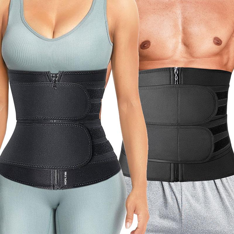 CATTIBOR Men Zipper Sauna Waist Trainer Cincher,Men Neoprene Workout Corset With Adjustable Hook & Eyes,Men & Women Trainer GYM Fitness Shapewear Sport Belt,Men Sportwear Polyster