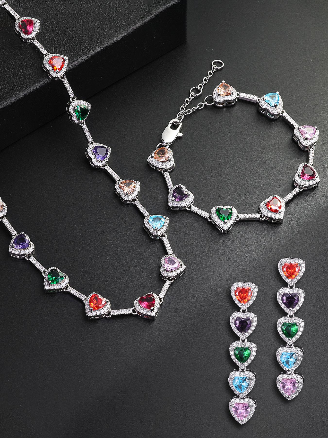 Women's Jewelry Set, Chain Necklace Bracelet Earrings Trio, Fashionable Jewelry Set, Elegant Jewelry Set, Sexy Colorful Accessories for All Seasons, Perfect Gift Idea