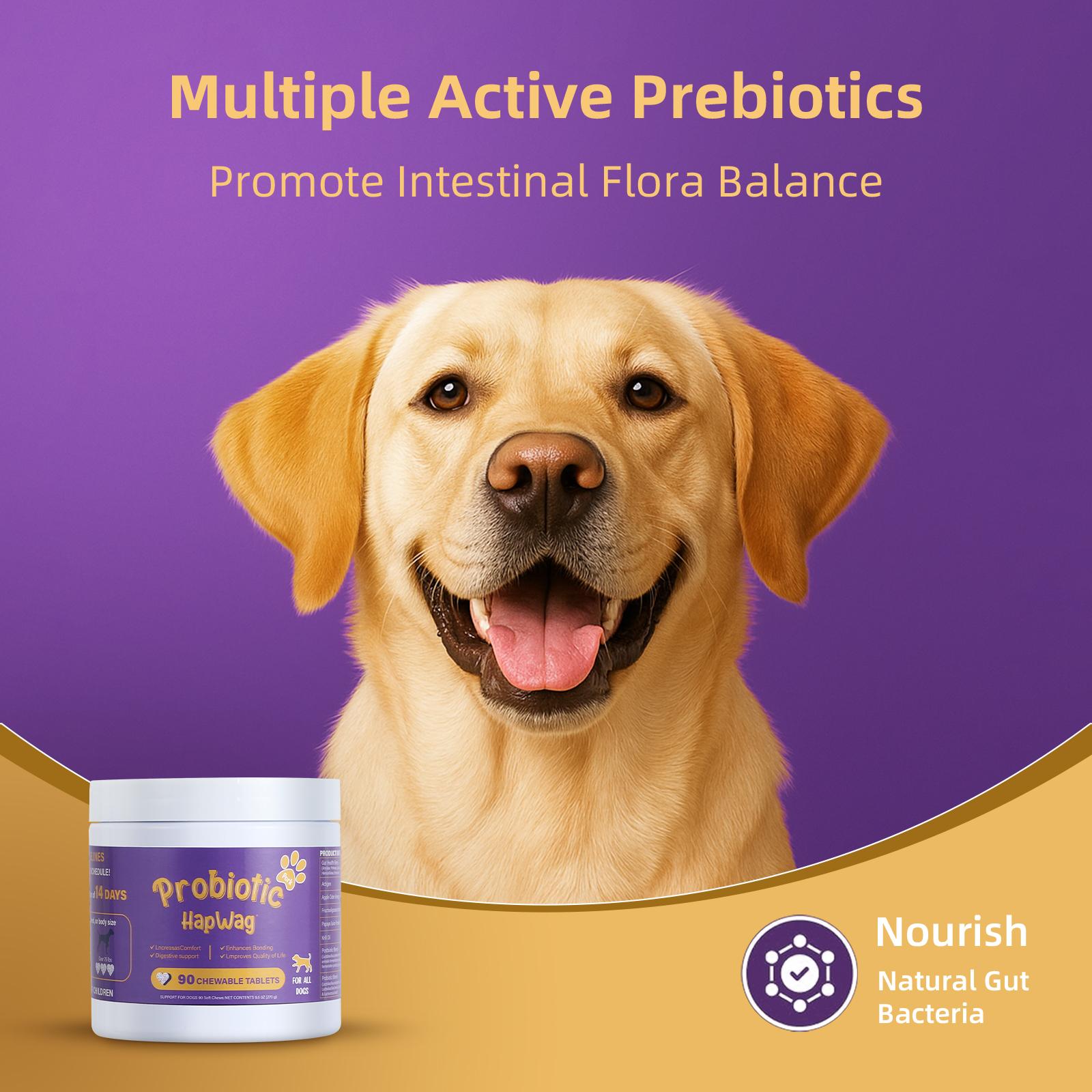 HAPWAG 8-in-1 Multivitamin Soft Chews for Dogs – Probiotics, Gut & Immune Support – Pork Flavor – 90 Treats