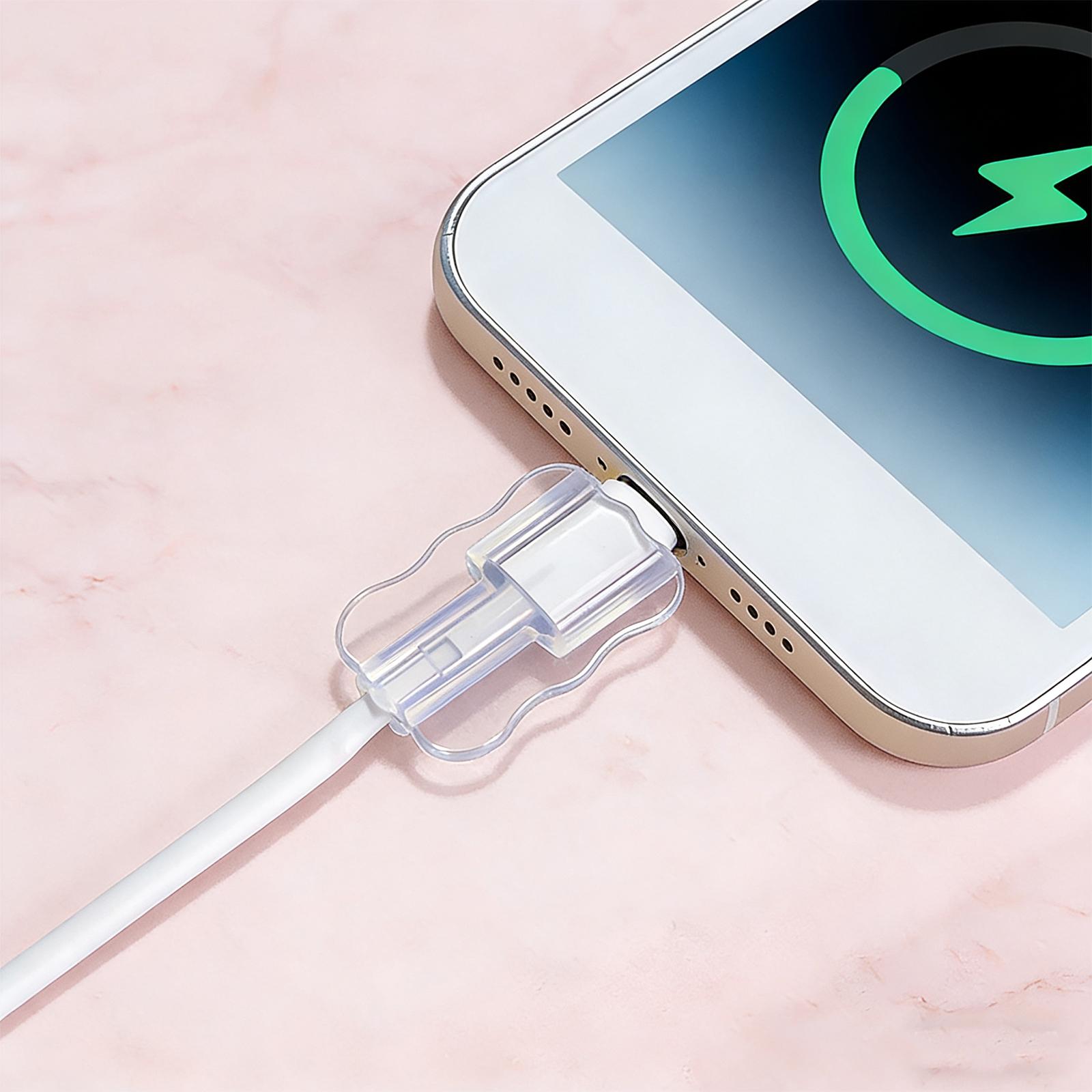 5Pack Cable Protector, Charging Cable Anti-Breaking Clips, USB Data Cable Case, Transparent Line Protector for Lightning, Typc-C, Micro USB Cables, Smartphone Protection Accessories