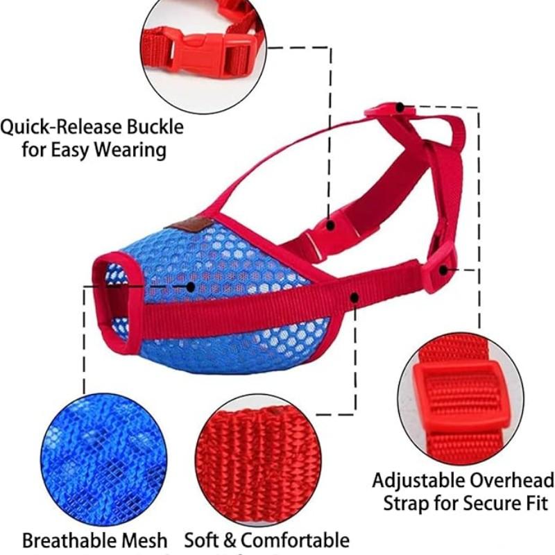Breathable Mesh Dog Bite Proof Muzzle, Universal Size Pet Mouth Guard, Prevents Barking, Comfortable and Durable, Training Gear Training Aid, Ideal for Active Dogs
