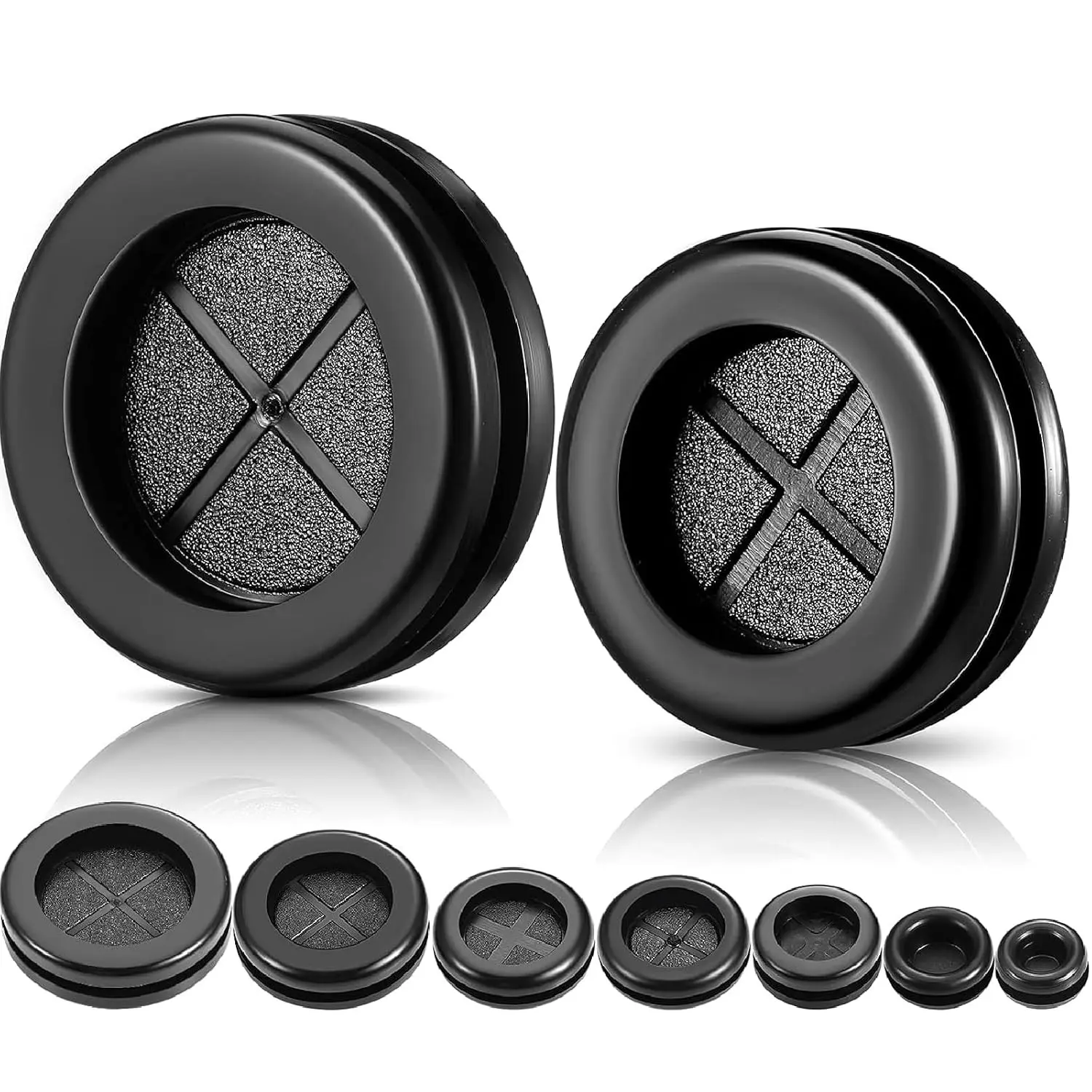 52 Pcs Rubber Grommet Kit, 7 Sizes Firewall Hole Plug Assortment, Double Sided Silicone Waterproof Grommets for Automotive Firewall, Cable Protection & Drain HoleGift