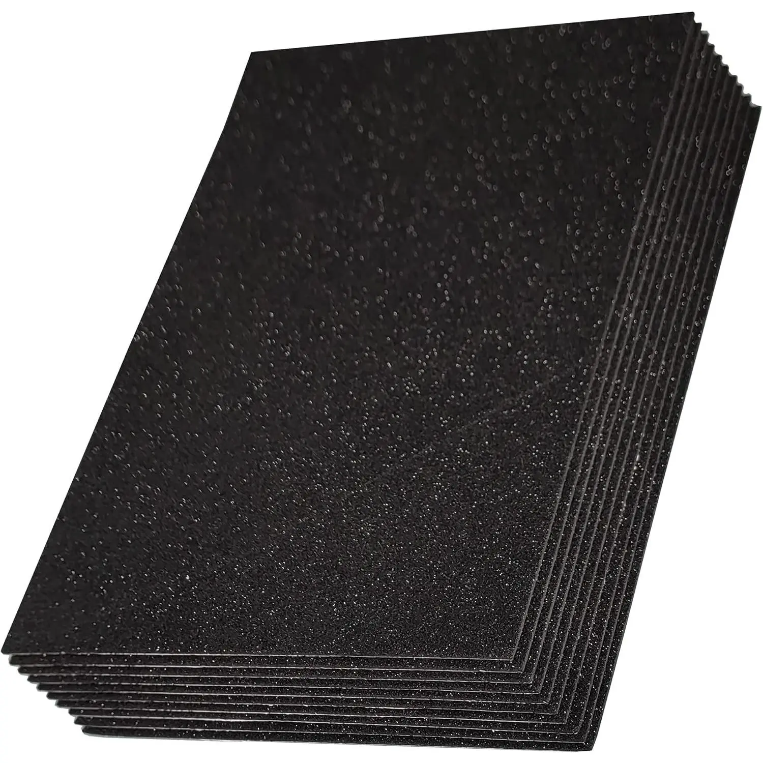 Black Sticky Glitter Foam Sheets for Craft, 10 Packs Thick Self-Adhesive Sparkle EVA Paper Stickers for Craft Projects, 30 x 20cm