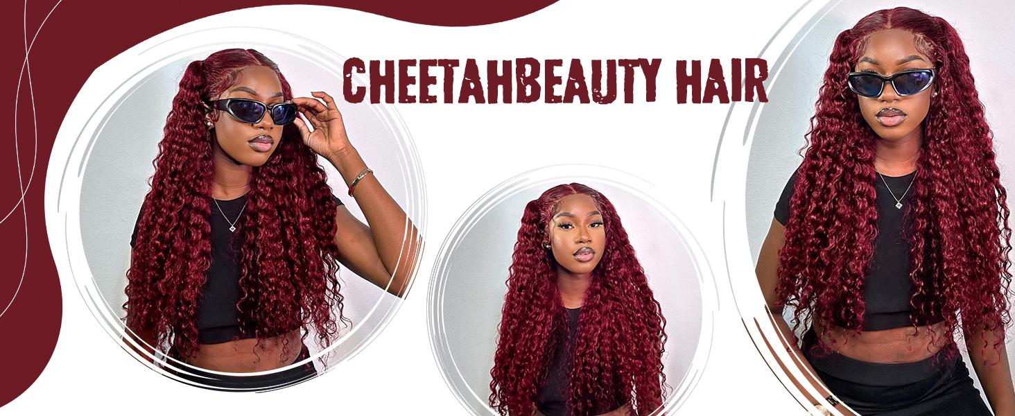 Cheetahbeauty 200% Density 99J Burgundy/Natural Black/Ombre T1B/4/27 Deep Wave Lace Front Wigs Human Hair 13x6 HD Lace Frontal Wigs Human Hair Lace Front Wigs Pre Plucked 99j Burgundy Deep Curly Human Hair For Women #Summervibes