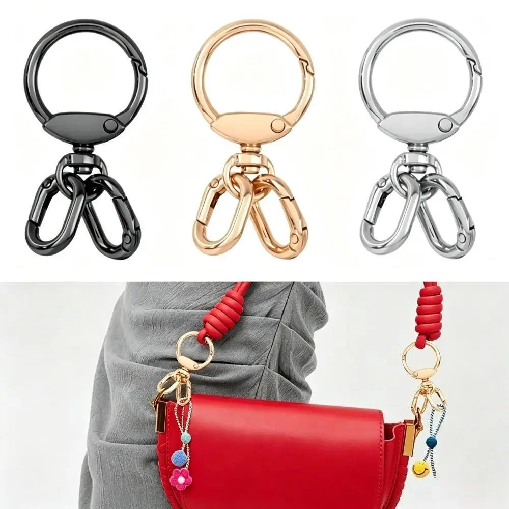 Zinc Alloy 3-Way Spring Buckle for DIY Enthusiasts, Polished Lobster Clasp with 360° Swivel Design, Adjustable Opening Hardware for Lanyards Bag Straps & Handmade Charms