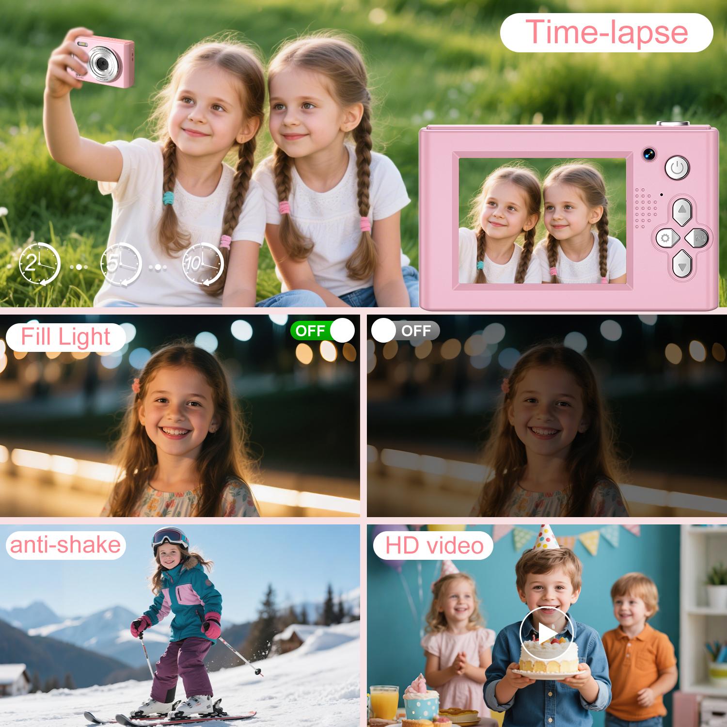 2.4-Inch Screen Digital Video Camera - Anti-Shake Digital Video Camera, 32GB SD Card Included - Built-In Music Player - Perfect Birthday Gift