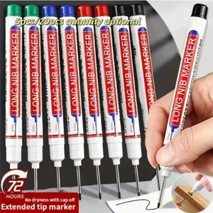 Quick-Dry Long-Tip Marking Pen Set, 5-Piece/15-Piece Oil-Based Woodworking Pens, Ideal for Home Renovation, Hardware Processing and Automotive Manufacturing