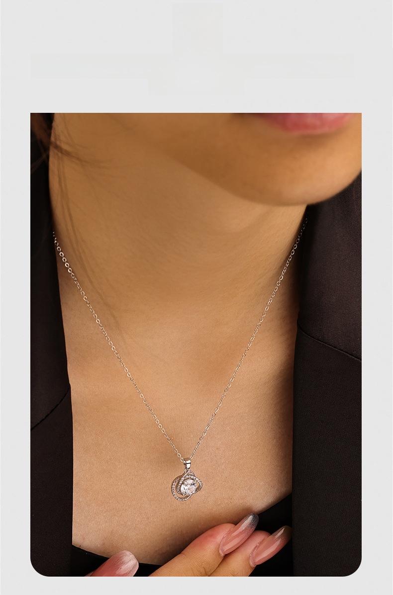 Shining Pearl Pure Copper Japanese and Korean Style Zircon Camellia New Necklace Accessory Women's Fashion Collarbone Chain Zircon Jewelry