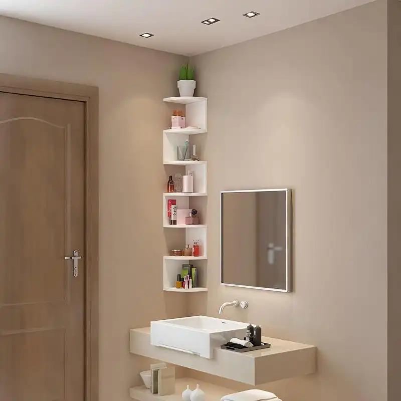 Home corner storage rack, wall triangular hanging storage shelf, corner divider, multi-level bookshelf for walls in kitchen, multi-layer wall-mounted storage