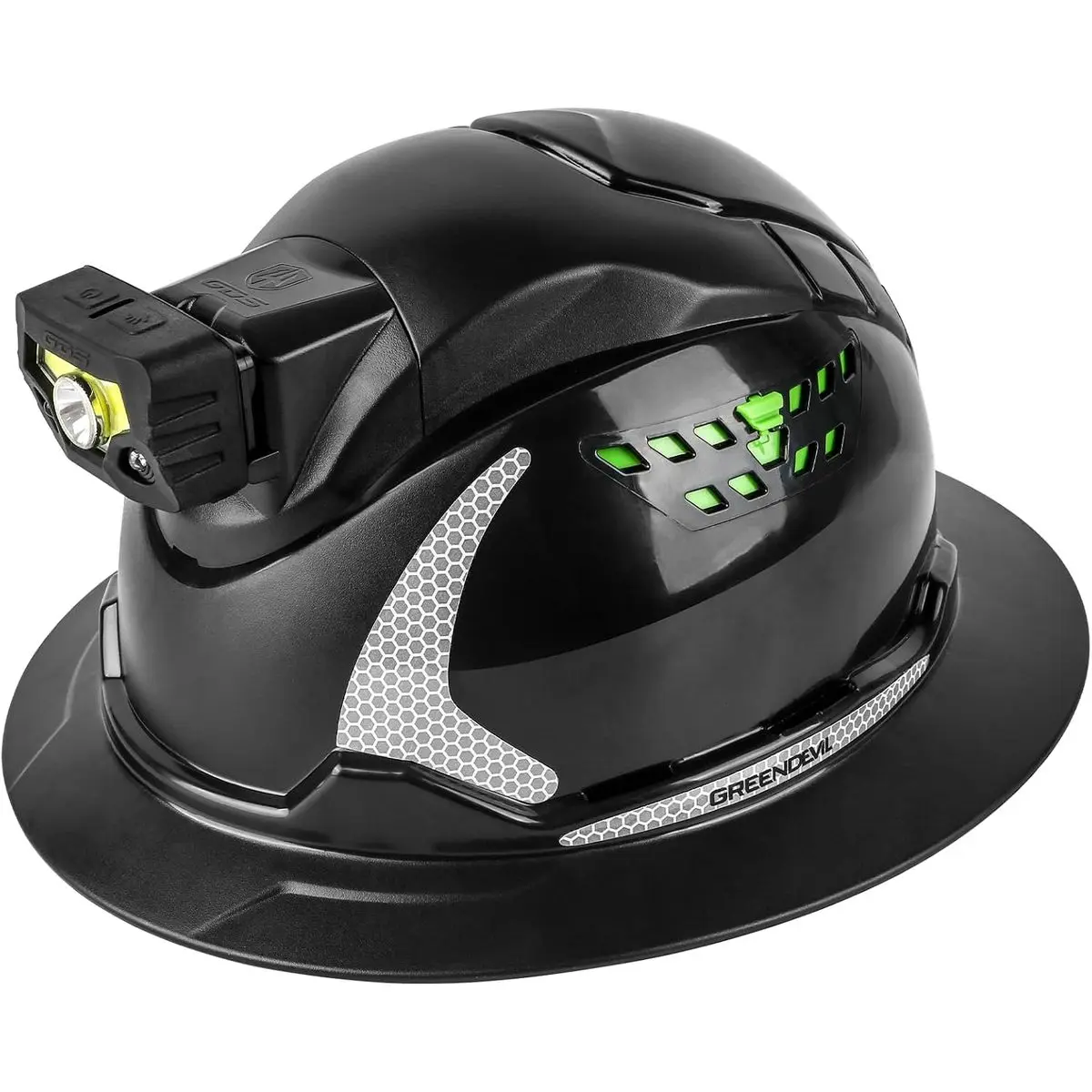 Matrix Full Brim Hard Hat with Headlight Vented Construction Safety Helmet OSHA Approved Cascos De Construccion Work Hardhat for Men&Women