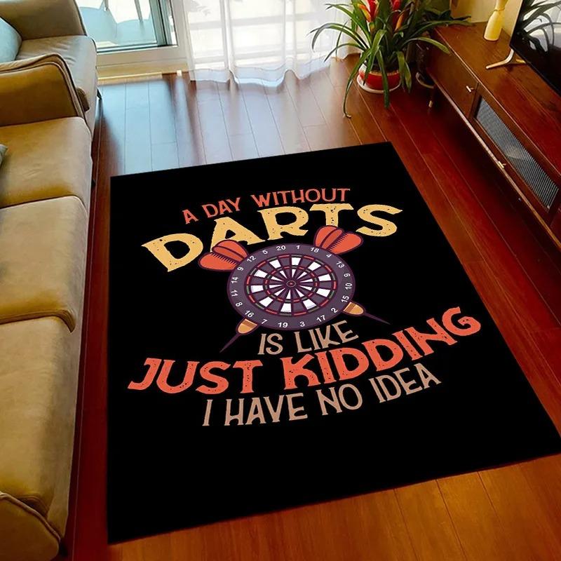 Keep Calm And Play Darts Flannel Area Rug - Dart Board Print Soft Mat for Game Room & Man Cave, Non-Slip Sports Home Decor #DartsRug #GameRoomMat #SportsHomeDecor #DartBoardCarpet #NonSlipFlannelRug