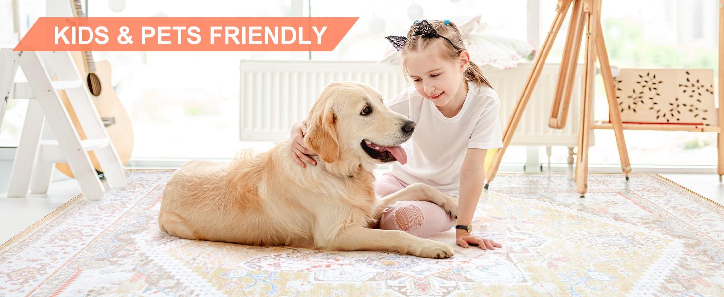 BESTSWEETIE Machine Washable Area Rugs for Living Room Floor Carpet Doormat Vintage Runner Rug for Bedroom Indoor Dinning Room Nursery Large Area Rug Outdoorfun
