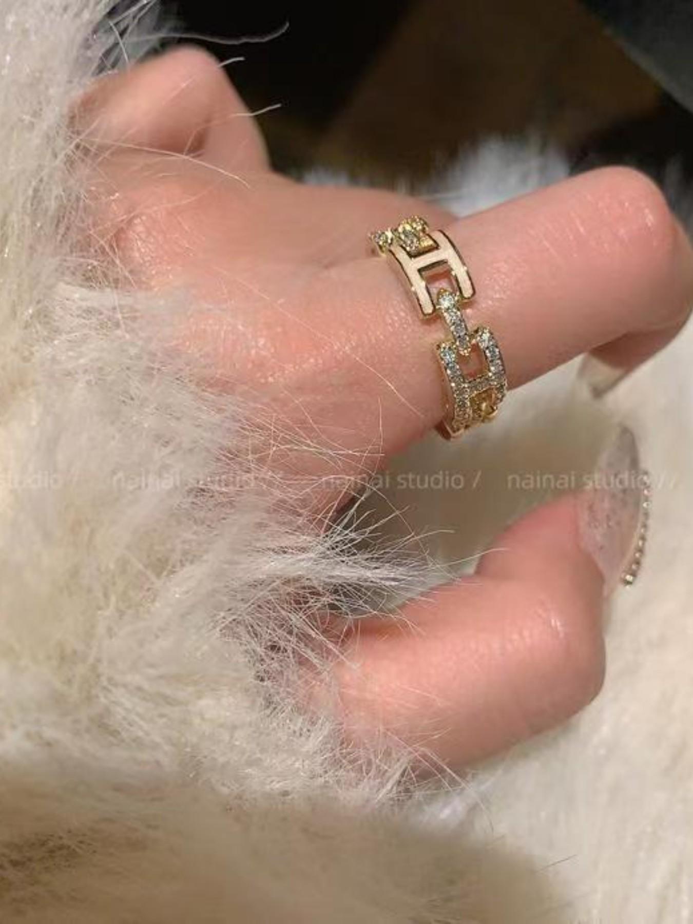 Fashionable Rhinestone Ring Set, Daily Wear Stackable Design, Perfect Gift for Students, Elegant Girls' Accessory