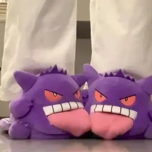 Gengar Funny Demon Cartoon Plush Warm Cotton Slippers Closed Toe Non Slip Indoor Home Floor Slippers For Adult Couples
