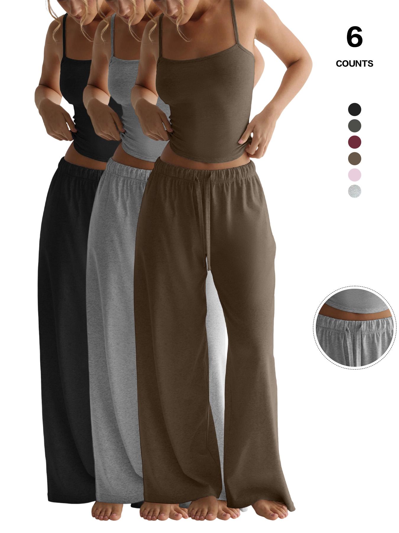 Women's Solid Cami Top & Wide Leg Pants Loungewear, Casual Comfy Pyjama Set for Women, Women's Sleepwear for Summer, Homewear, Pajamas