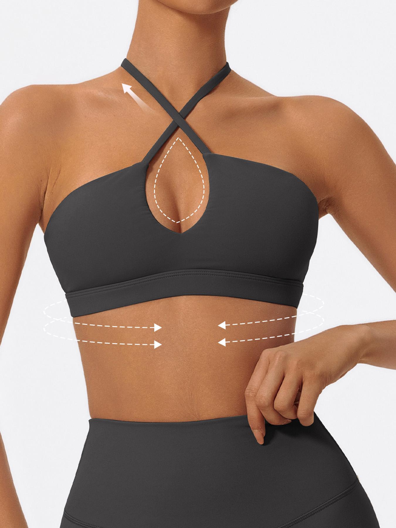 Women's Solid Color Criss Cross Athletic Fitted Sports Bra Exercise Bra, High Stretch Breathable Comfortable Quick-Dry Adjustable Spaghetti Strap Backless Wireless Bra, Ladies Sportswear for Indoor and Outdoor Wear, Adjustable Sports Bras, Workout Bras