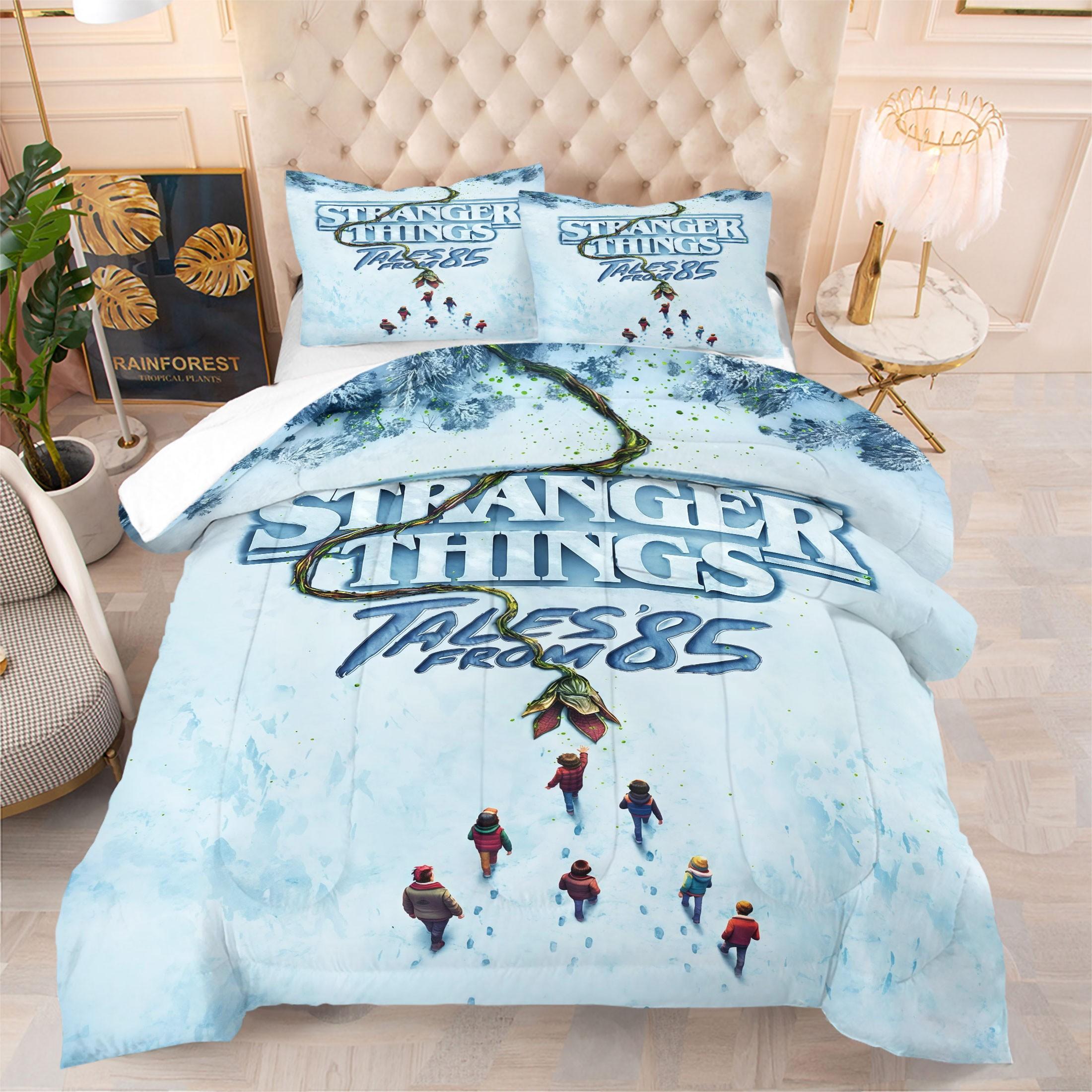 2/3Pcs Stranger Things Snow Print Comforter Set, A Comforting and Whimsical Bedding Set, Available in Multiple Sizes, A Must-Have Gift for Fans, Perfect for Boys', Girls', and Adult Bedrooms