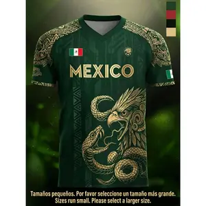 Mexico Aztec Eagle Heritage Soccer Jersey, All over Print, Fitted Casual Style for All Seasons, Unique Animal and Tribal Design, Sporty Jersey
