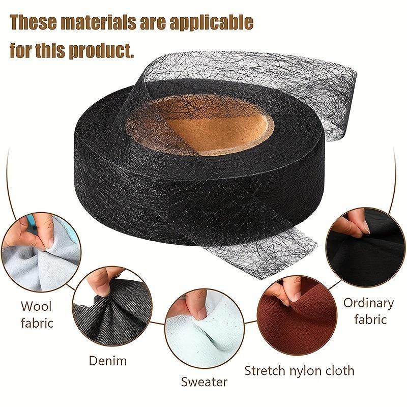 2 Rolls Dual-Sided Adhesive Binding Tape, Iron-On Seams for Sewing, Durable Polyester Fabric, DIY Patchwork Clothes Edges