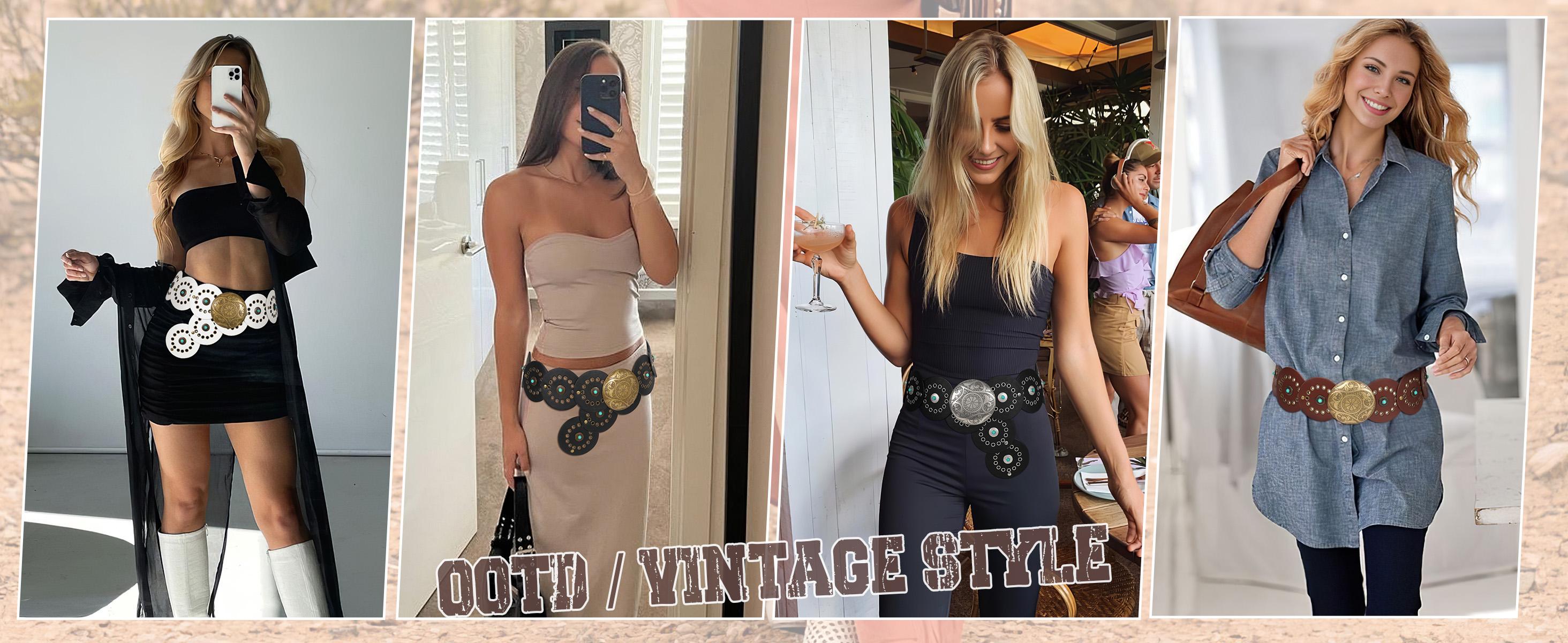 JASGOOD Women Western Concho Belts Wide Hollow Disc Leather Belt Cowgirl Boho Belt for Jeans Dresses with Metal Buckle JASGOOD Women Western Concho Belts Wide Hollow Disc Leather Belt Cowgirl Boho Belt for Jeans Dresses with Metal Buckle