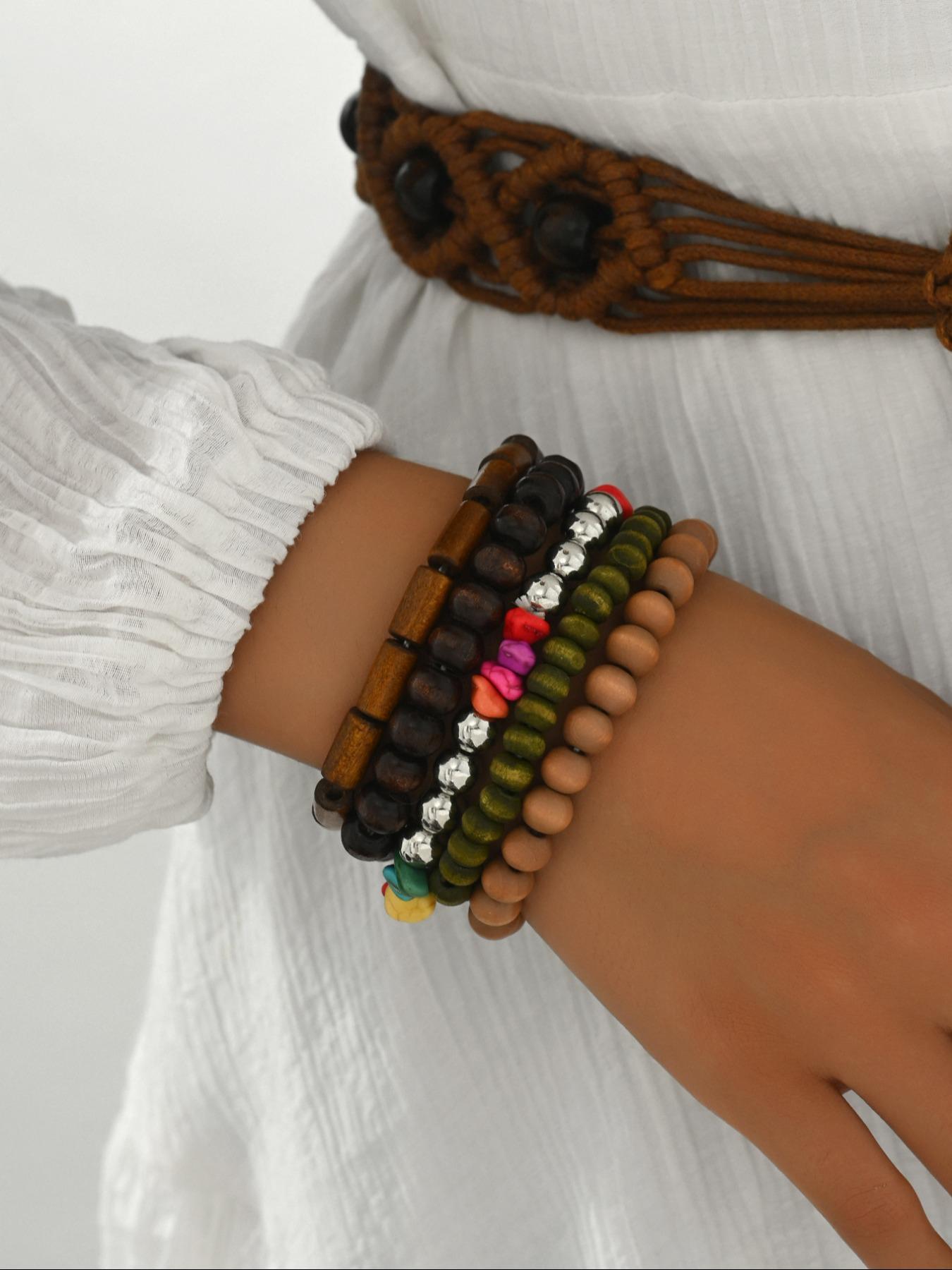 Women's Beaded Elastic String Bracelet Set, Multicolor Stackable Handwear for Daily Wear, Friendship Gift Idea, New Year Present