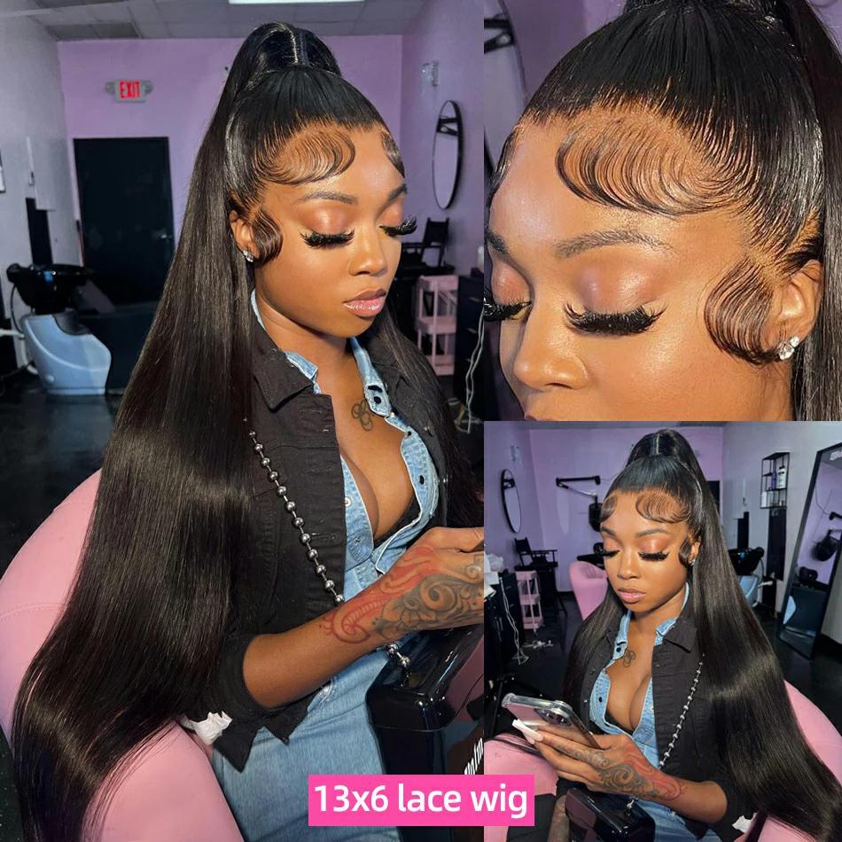 Bling Hair 360 Full Lace Wig  13X4 HD Transparent Lace Front Real Hair Wigs For Women 30 Inch Brazilian Straight 13x6 Lace Frontal Wig