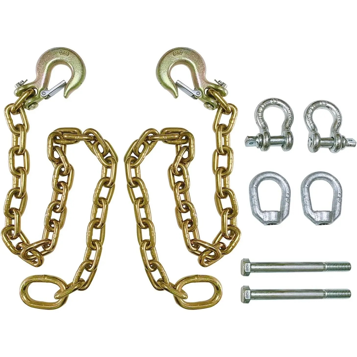 Trailer Ultimate Connection Safety Chains 5th Wheel Safety Chain Kit Gooseneck Safety Chains, Gold