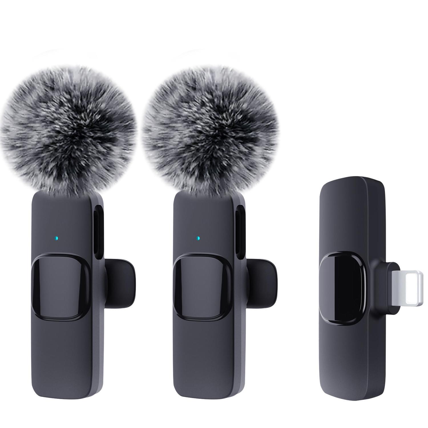 Wireless Lavalier Microphone for iPhone iPad TypeC Lapel Mics Plug-Play 2.4G Ultra-Low Delay Noise Reduction Chip Working Time for Video Recording Interview Podcast Vlog