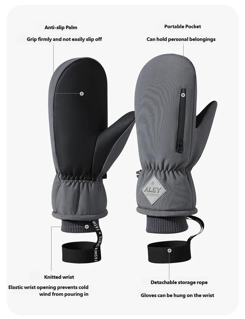 New Snowboarding Gloves Men Windproof Waterproof Non-Slip Fleece Outdoor Professional Five-Finger Warm Gloves Women